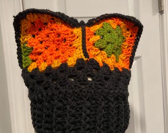 Handmade Crochet Cat Animal Ear Beanie Hat Cozy Ribbed Brim Stretch Winter Hat