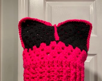 Handmade Crochet Cat Animal Ear Beanie Hat Cozy Ribbed Brim Stretch Winter Hat