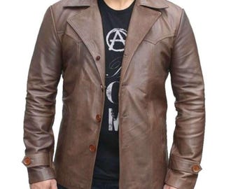Mens Blazer Leather Jacket | Vintage Look