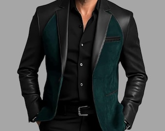 Men's Black Fashion Handmade Leather Jacket | Custom made to measure