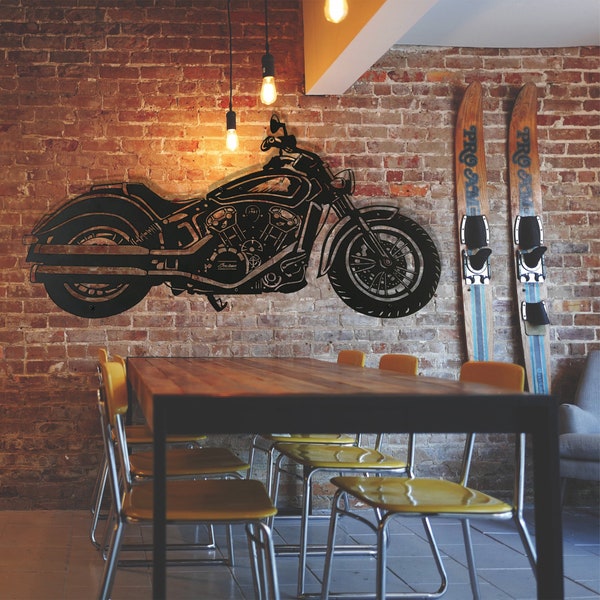 Indian Motorcycle Silhouette, Indian Metal Sign, Motorcycle Metal Wall Art, Motorcycle Garage Decor, Motorroad, Mancave Decor, Rider Gift