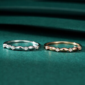 Dainty 18K Gold Natural Diamond Ring: Handmade Engagement Gift