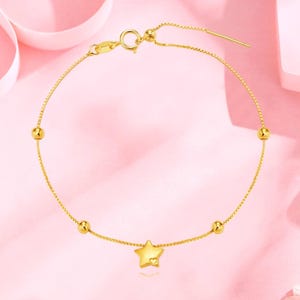 24K Gold Stern Armband 999 Gold Fünf-Punkte-Stern-Armband Glücksperlenarmband Glücksbringer Schmuck Geschenk für Sie