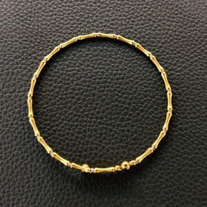 18K Gold Bamboo Gourd Bangle Bamboo Segment Bracelet Lucky Hulu Jewelry Elegant Gift for Her
