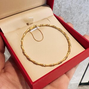 18K Gold Bamboo Bangle Bamboo Segment Bracelet Elegant Luxury Jewelry Gift for Her