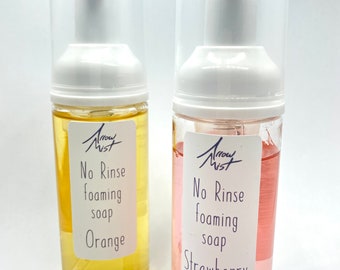 No-Rinse Foaming Antibacterial Soap with Orange or Strawberry Essential Oils, 2 oz