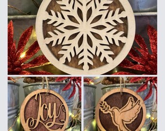 2022 Wooden Holiday Ornaments - Handmade in three designs