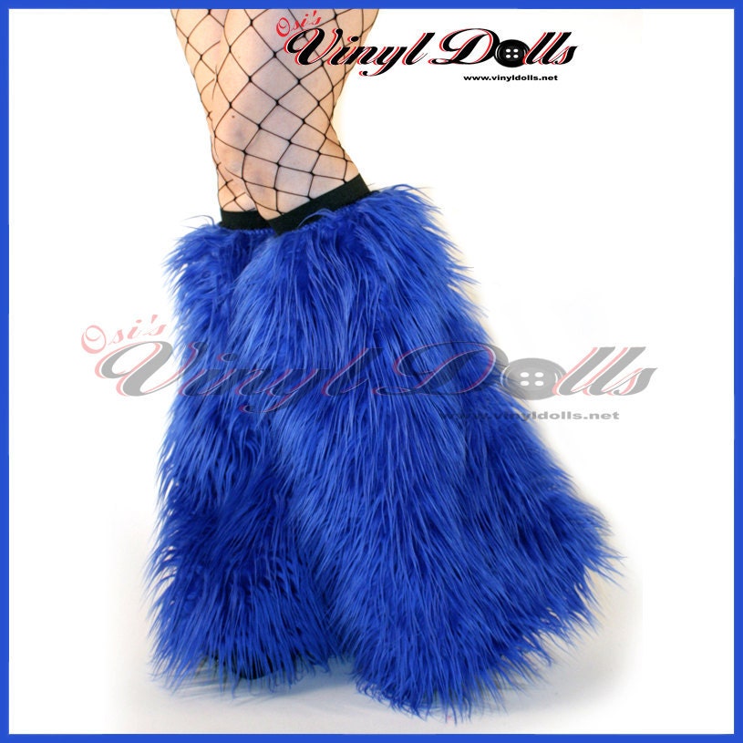 Royal Blue Fur Boots Etsy