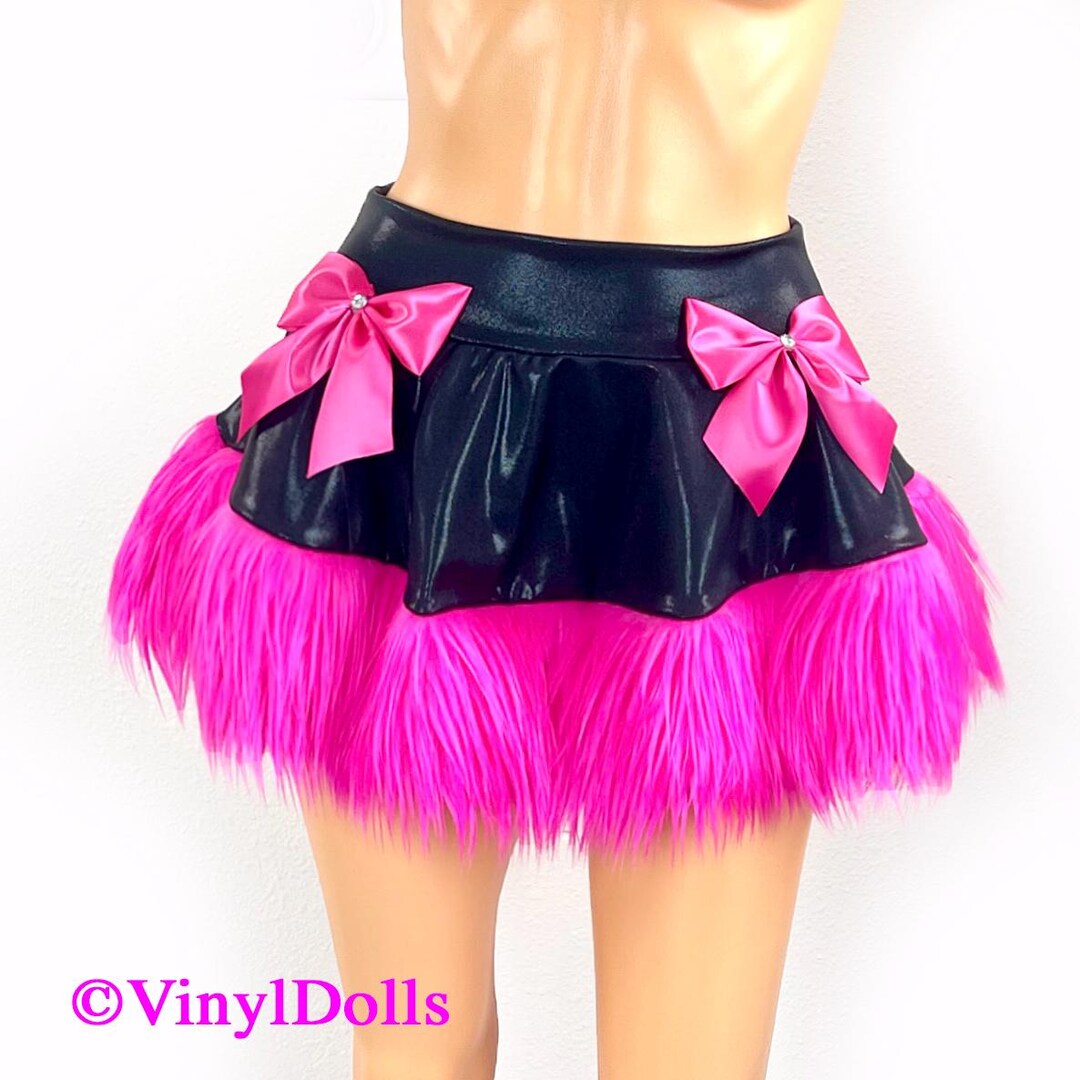 Autumn Oxygen - Kawaii Furry Trim Plaid Mini Skirt