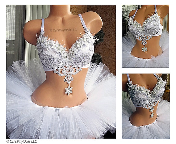 SOLD - White Butterfly 34C Rave Bra