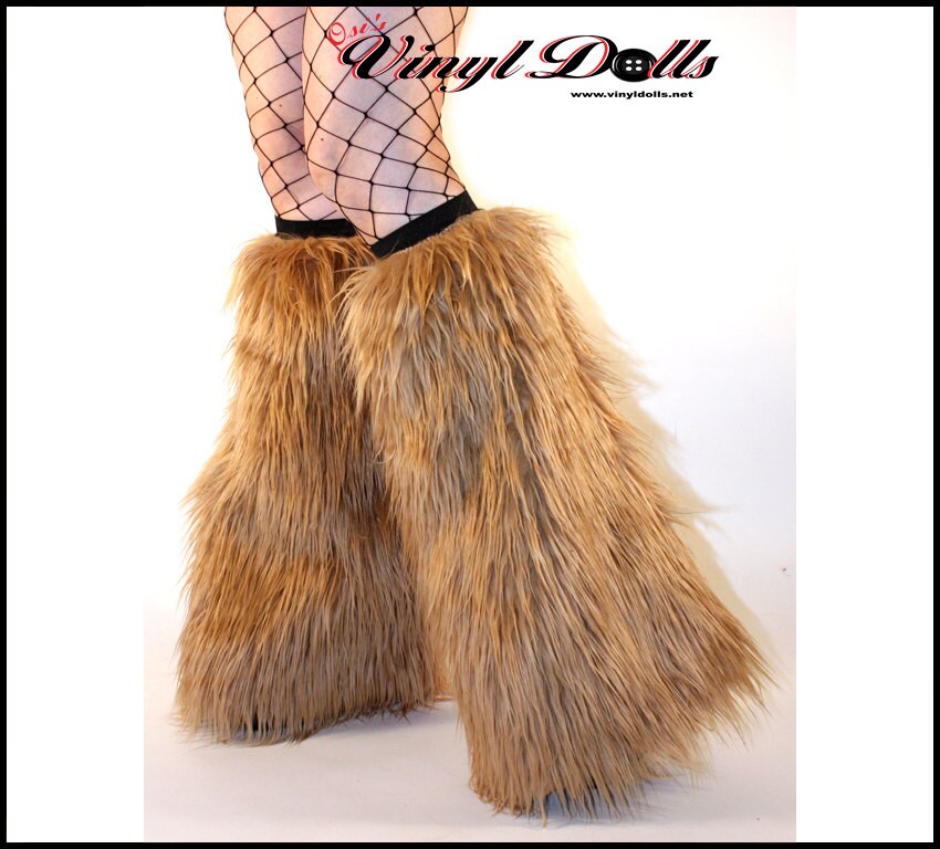 Light Brown Rave Fluffies fuzzy Furry Leg Warmers Fluffy Boot Etsy