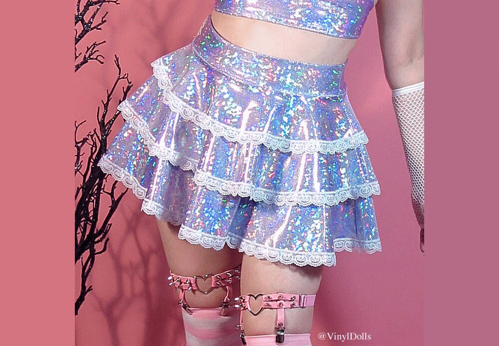 Sparkling Lilac Iridescent Skirt Rave Skirt Festival Skirt