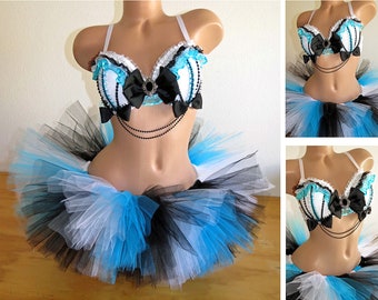 Alice in Wonderland Costume, Bra and TuTu, Rave Outfit, Festival Wear, Beyond Wonderland