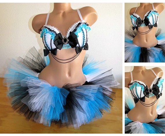 Alice in Wonderland Costume, Bra and Tutu, Rave Outfit, Festival Wear,  Beyond Wonderland 