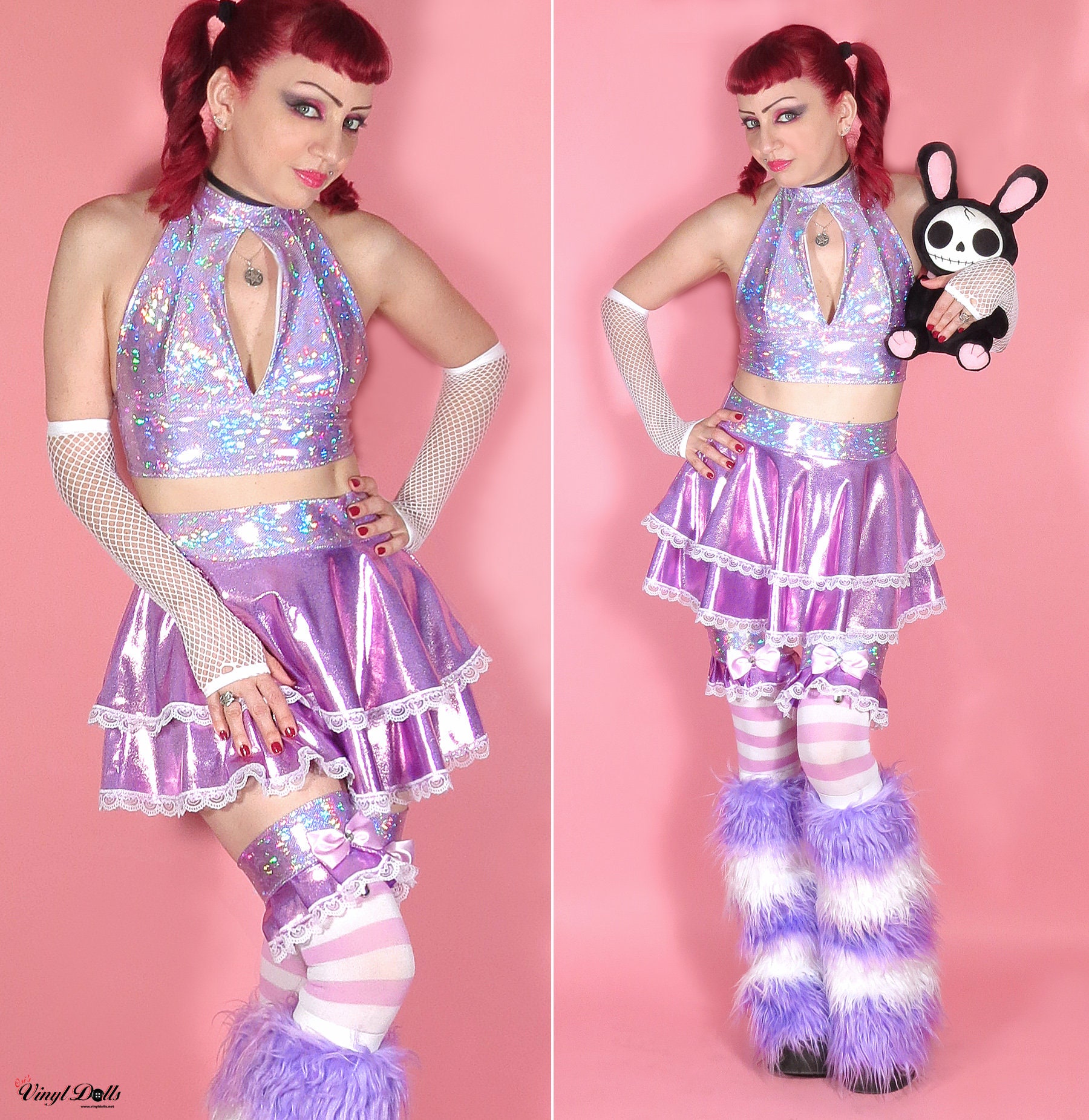 Lilac Iridescent Holographic Skirt, Kawaii Skirt, Fairy Kei