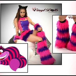 Cheshire Cat Fluffies Rave Costume Furry Leg Warmers