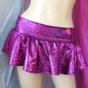 Iridescent Holographic Purple Fuchsia Mini Skirt, Holographic Spandex Skirt, Rave Skirt, Festival Skirt, RaveWear