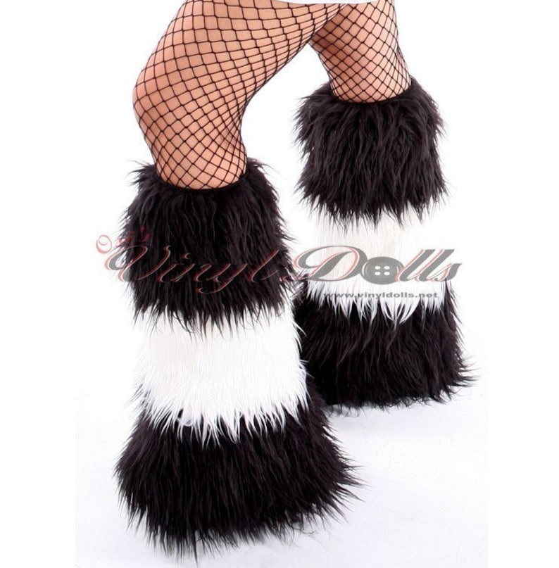 Black and White Furry Leg Warmers Rave Fluffies Etsy