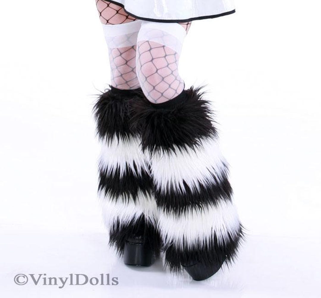 1pair Women's Fur Leg Warmers Furry Fuzzy Long Boot Cuff Covers For
