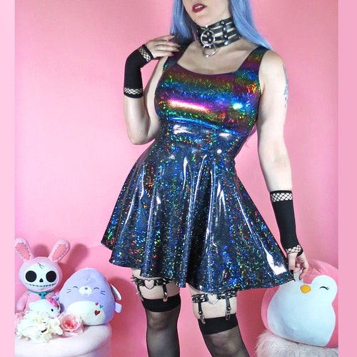 Midnight Rainbow Dress Black Rainbow Sparkling Holographic Etsy