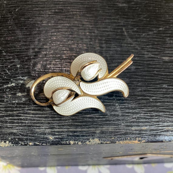 Vintage Aksel Holmsen Lily of the Valley Brooch, Norway  display picture 2