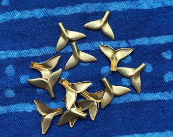 10pcs Whale Tail Raw Brass Stamping, tiny mermaid charm brass embellishment stamping finding scrapbook junk journal craft supply 16mm x 13mm