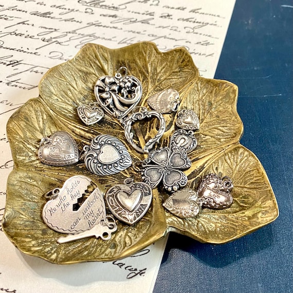 Choice Victorian Style Heart Charm or Pendant For Necklace or Bracelet, Ornate Silver Tone Love Tokens, French Amour Charm, Puffy Heart