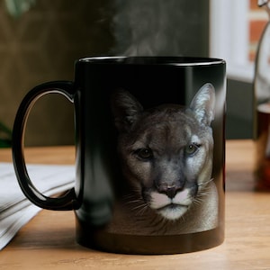 Cougar Black Mug (11oz, 15oz) Mug for Cougar Lover Gift for Animal Lover Mug Big Cat Enthusiast Gift for Wild animal Lover