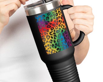 Cheetah Travel Mug 40oz Big Cats Print Cup Insulated Coffee Cup Mug for Her Birthday and Mother's Day Gift Animal Lover Mug Large Coffee Mug