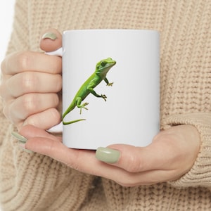 Gecko Print Ceramic Mug, 11oz, Best Mug for Gecko Lovers, Lizard Lover Coffee Mug for Reptile Lovers Christmas Gift for Pet Owners