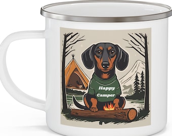 Happy Camper Pet Enamel Camping Mug Happy Camper Dog Coffee Cup Camping Mug Best Gift for Campers Celebrate Camping Season Pet Camping Mug