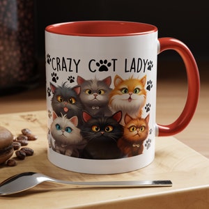 Crazy Cat Lady Accent Coffee Mug 11oz Best gift for the cat owner and cat lover mug for pet owner mug for animal lover gift for christmas