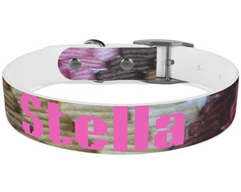 Woven Print Dog Collar with Personalized Name - Adjustable Pet Collar for Boy or Girl, Durable and Customizable - Perfect for Pet Lovers and