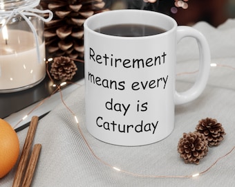 Retirement Cat Ceramic Mug 11oz Retired with My Cat Mug Animal Theme Best Funny Retirement Gift Ideal for Father&#39;s Day Coffee Cup Coworker