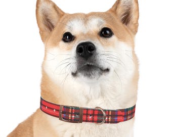 Geruite kersthalsband cadeau voor hondenbezitter en dierenliefhebber Halsband geruite print ontwerp kraag gezellige geruite print cadeau voor hond
