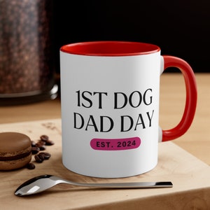 Erster Vatertag Akzent Kaffeetasse 11 Unze Erster Hund Papa Kaffeetasse Bestes Geschenk zum Vatertag Pfotenabdrücke Tierthema Tasse Großvater Becher