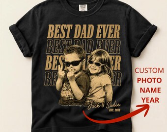 Custom Best Dad Ever PNG, Halftone Distressed Digital Download, Personalized Fatherhood