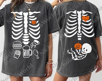 Matching Halloween Maternity png, Skeleton Halloween Maternity Digital Download, Pregnant Women svg, Fall New Dad png, Fall New Mom Digital