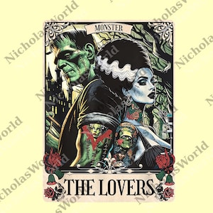 Halloween png The Lovers Tarot Card png, Bride Of Frank png, Gothic Halloween png, Vintage Horror Digital File