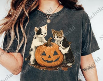 Cats Pumpkin svg, Kitten Pumpkin png, Halloween Cat svg, Retro Cat png, Vintage Cat Digital, Spooky Season Cat png