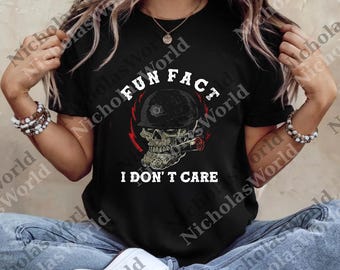 Fun Fact I Don't Care Skull png, Funny Cool Digital, Funny Skeleton png, Sassy png, Adult Humor png