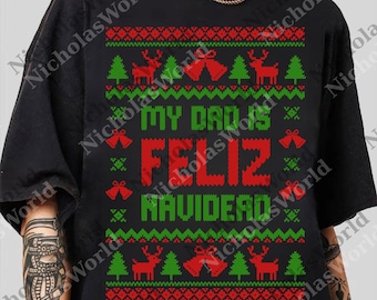 Mein Vater ist Feliz Navidead png, Lustige Weihnachten Digital, Dead Dad Club png, Dark Humor Witze png, Vater hässliche Weihnachten png