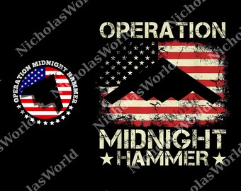 US Air Force B-2 Spirit Stealth Jet Operation Midnight Hammer with American Flag png, 4th Of July Patriotic Pride Digital png