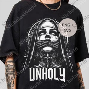Unholy Nun png, Funny Horror Choked Up Unholy Nun Satan Baphomet Gothic Digital File, Nun png, Unholy png, Dark nun Digital File