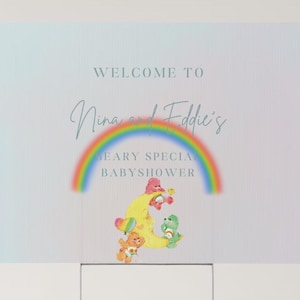 Carebears Babyshower Welcome Yard Sign Editable Template