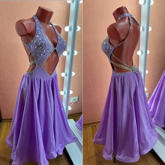 women gown dress Designer Purple pink Velvet Gown