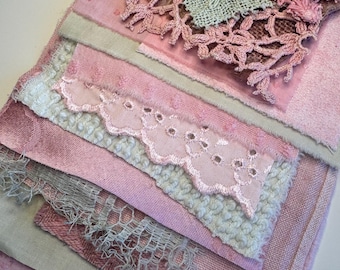 Eco Dyed Vintage Linens #16 Mixed Media Ephemera