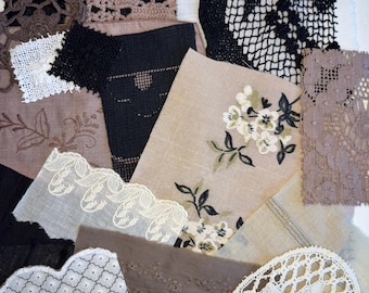 Almost all Natural Mix Fabric Bundle #C31 Mixed Media Ephemera