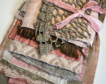 Eco Dyed Vintage Linens Mix #19 Mixed Media Ephemera