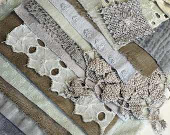 Eco Dyed Vintage Linens Mix #13 Mixed Media Ephemera